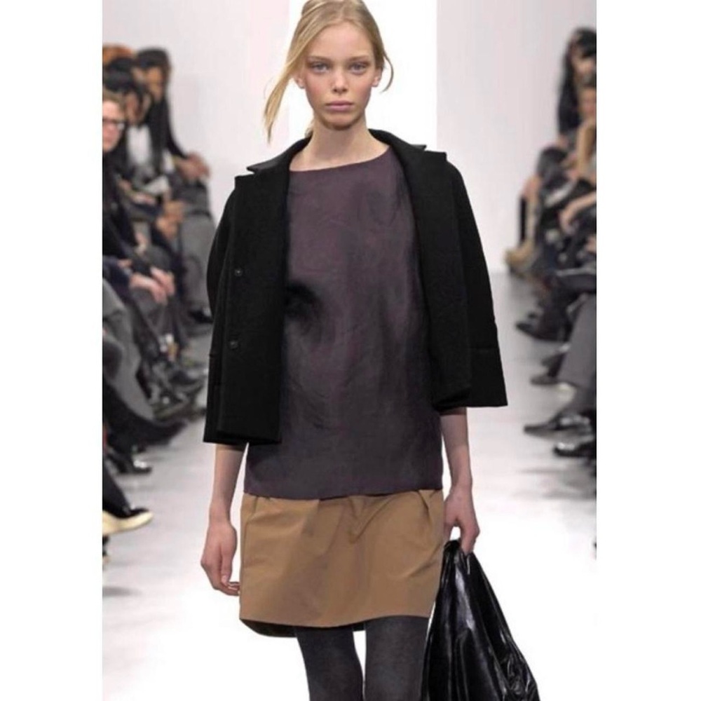 Marni RTW FW 2007 Runway boxy blouse with puff sleeves in deep brown vintage